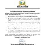 TEMPORARY CLOSURE OF NEMBURE STADIUM 